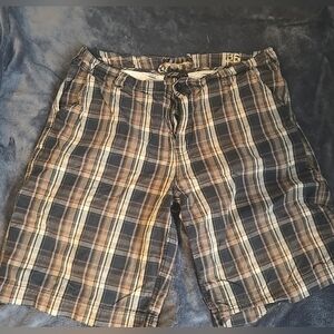 Vintage BKE Plaid Bermuda Shorts Men's Size 36 Brown/Black/Orange 100% Cotton